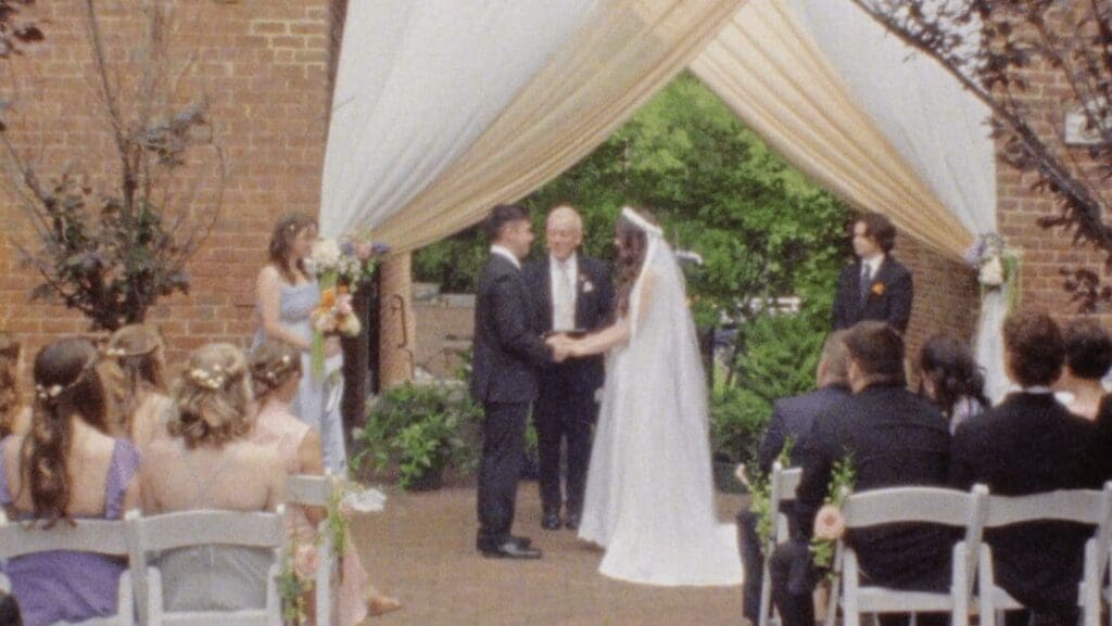 Outdoor wedding ceremony with draping at Brookstown Inn