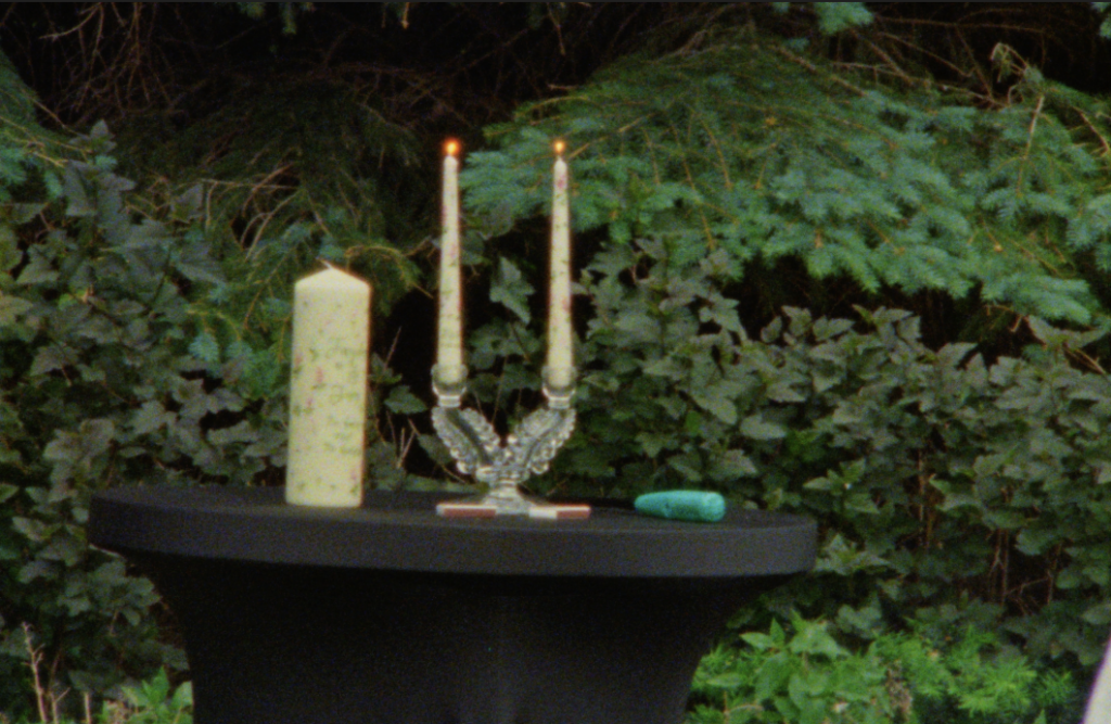 A Super 8mm still frame of the unity candle 